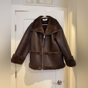 4th and Reckless Dante Brown Leather Faux Fur Jacket